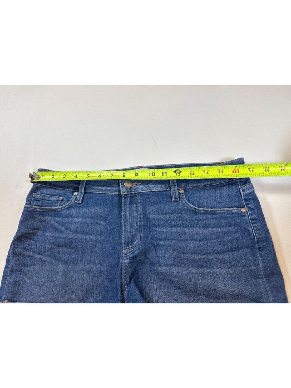 Paige Jimmy Jimmy Rolled Denim Shorts Womens Size 29 Mid Rise Blue Stretch - Picture 4 of 8